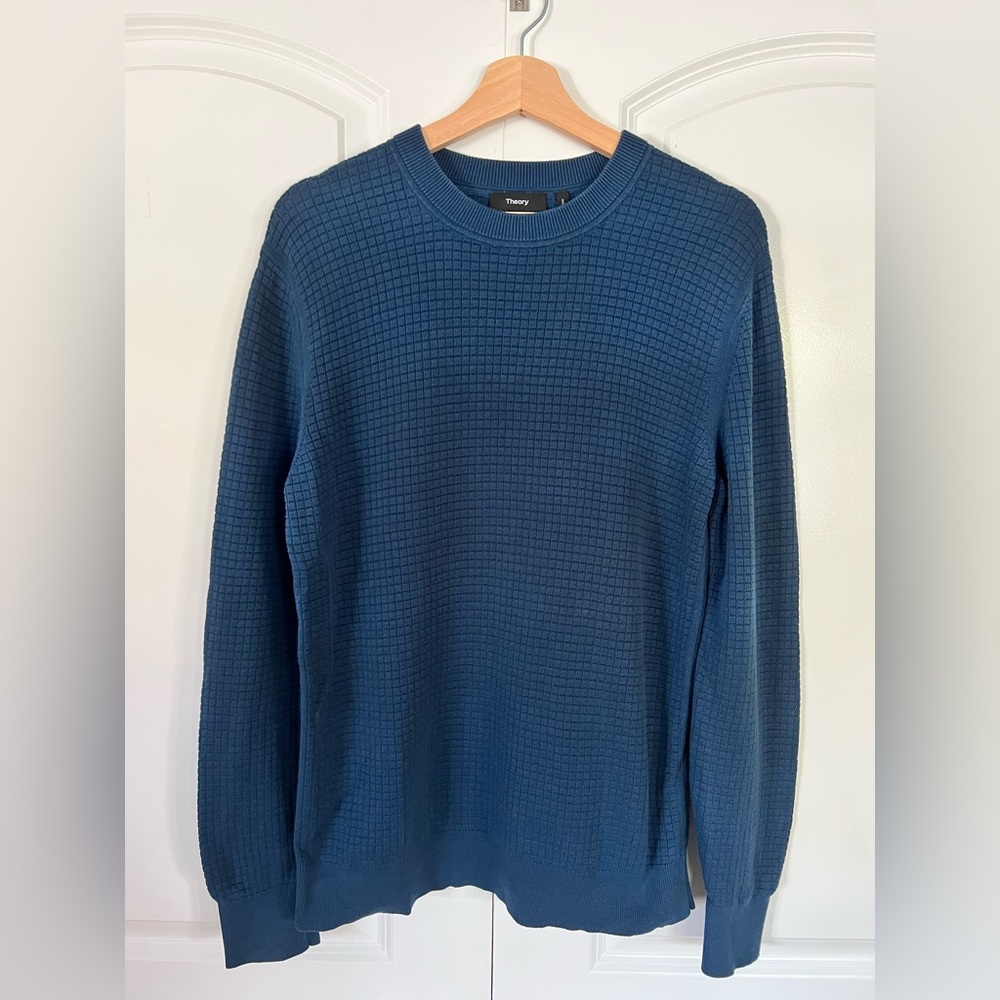 Theory Grid Knit Cotton Sweater